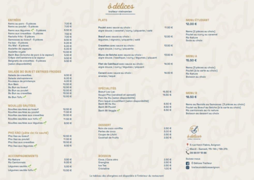 Ô DÉLICES TRAITEUR VIETNAMIEN - Menu Image 1